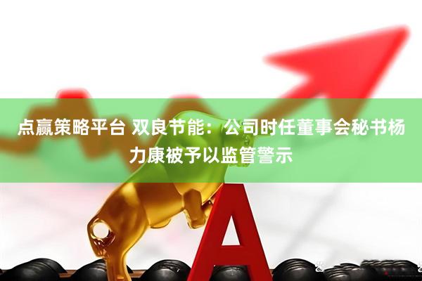 点赢策略平台 双良节能：公司时任董事会秘书杨力康被予以监管警示
