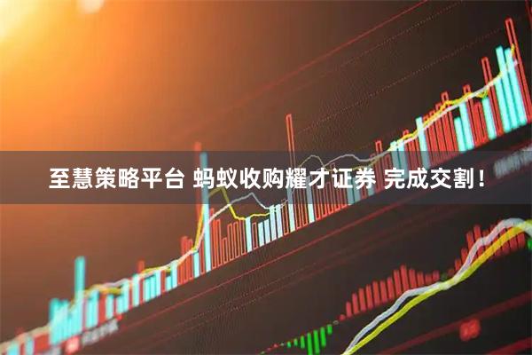 至慧策略平台 蚂蚁收购耀才证券 完成交割！